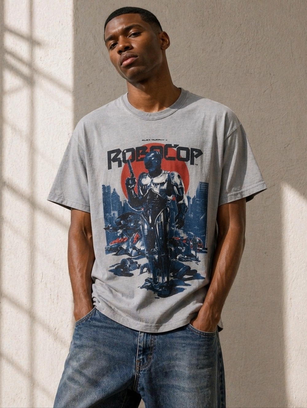 Robocop Gray Blue Graphic Tshirt Movie Alex Murphy 2016 Size Large